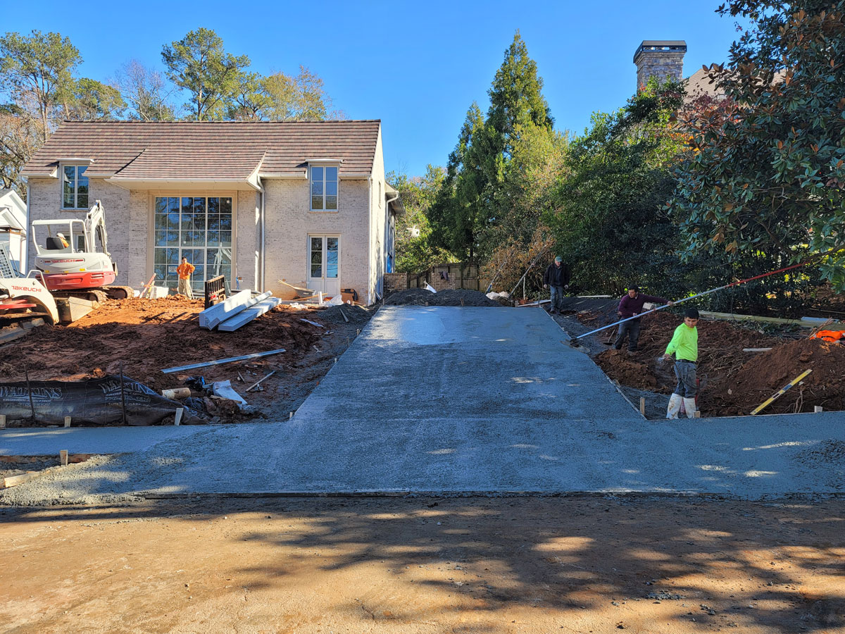 Newly constructed house with new driveway