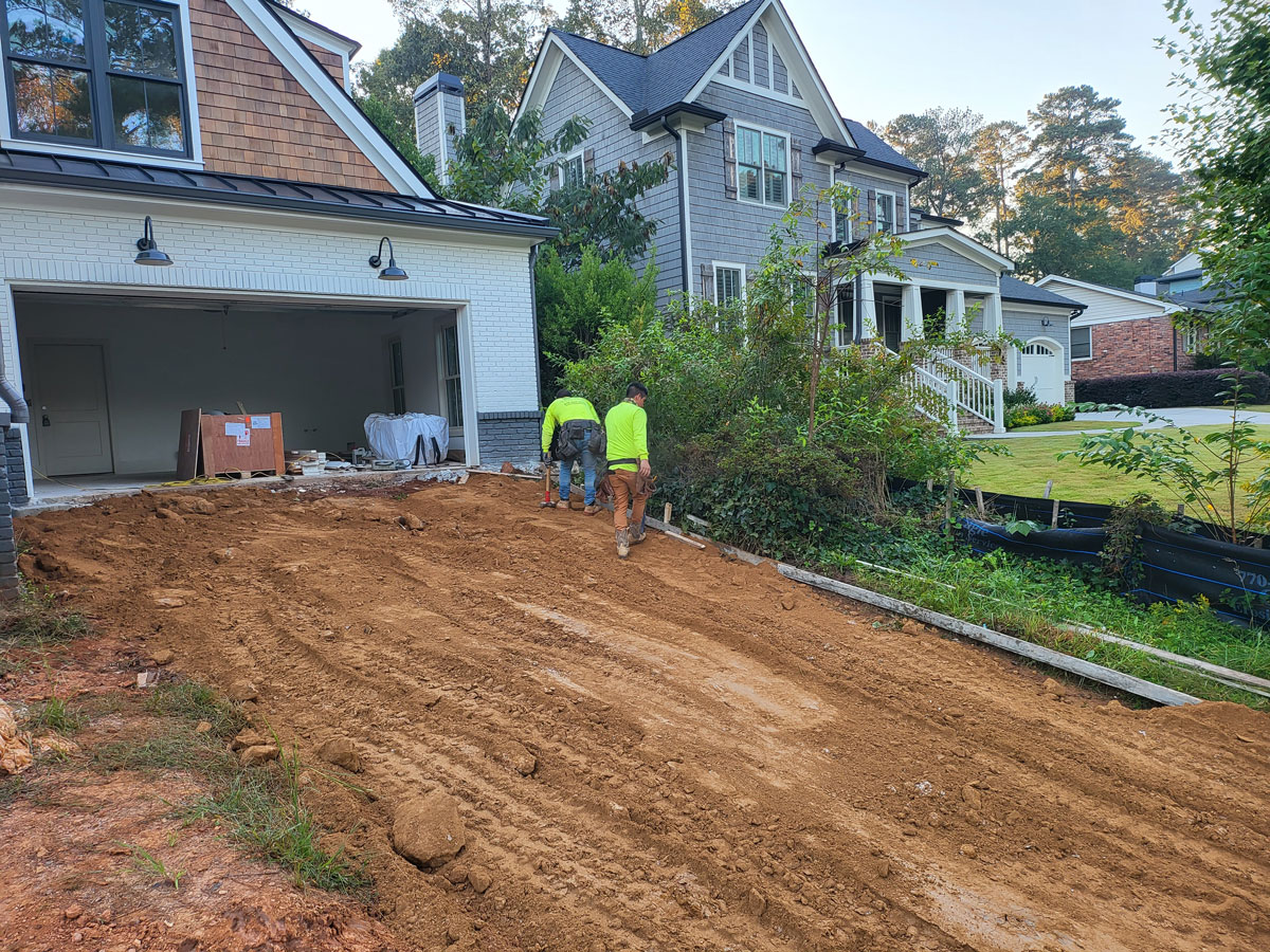 New construction house with new driveway